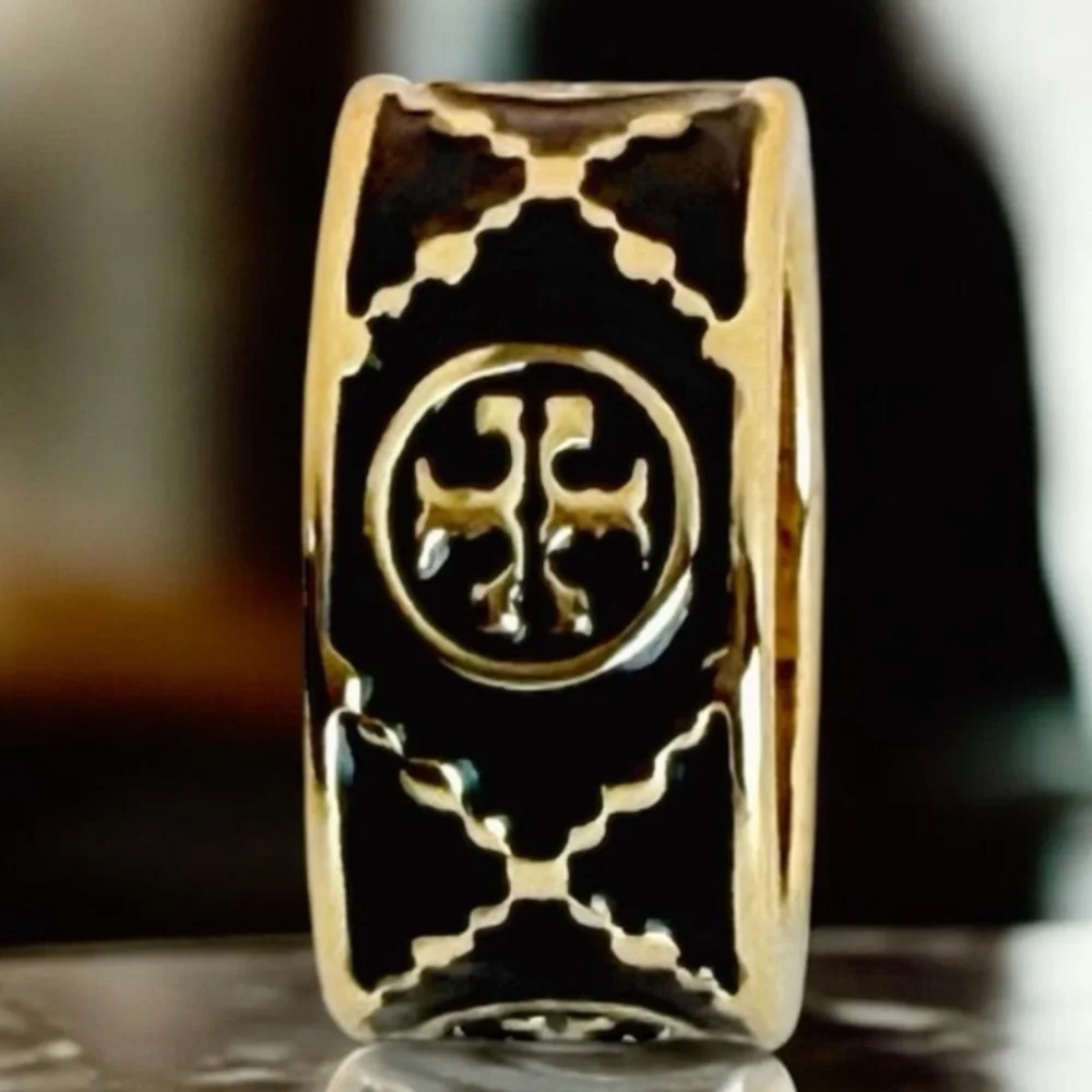 Tory Burch • T Monogram Black Enamel Ring. $129 NEW